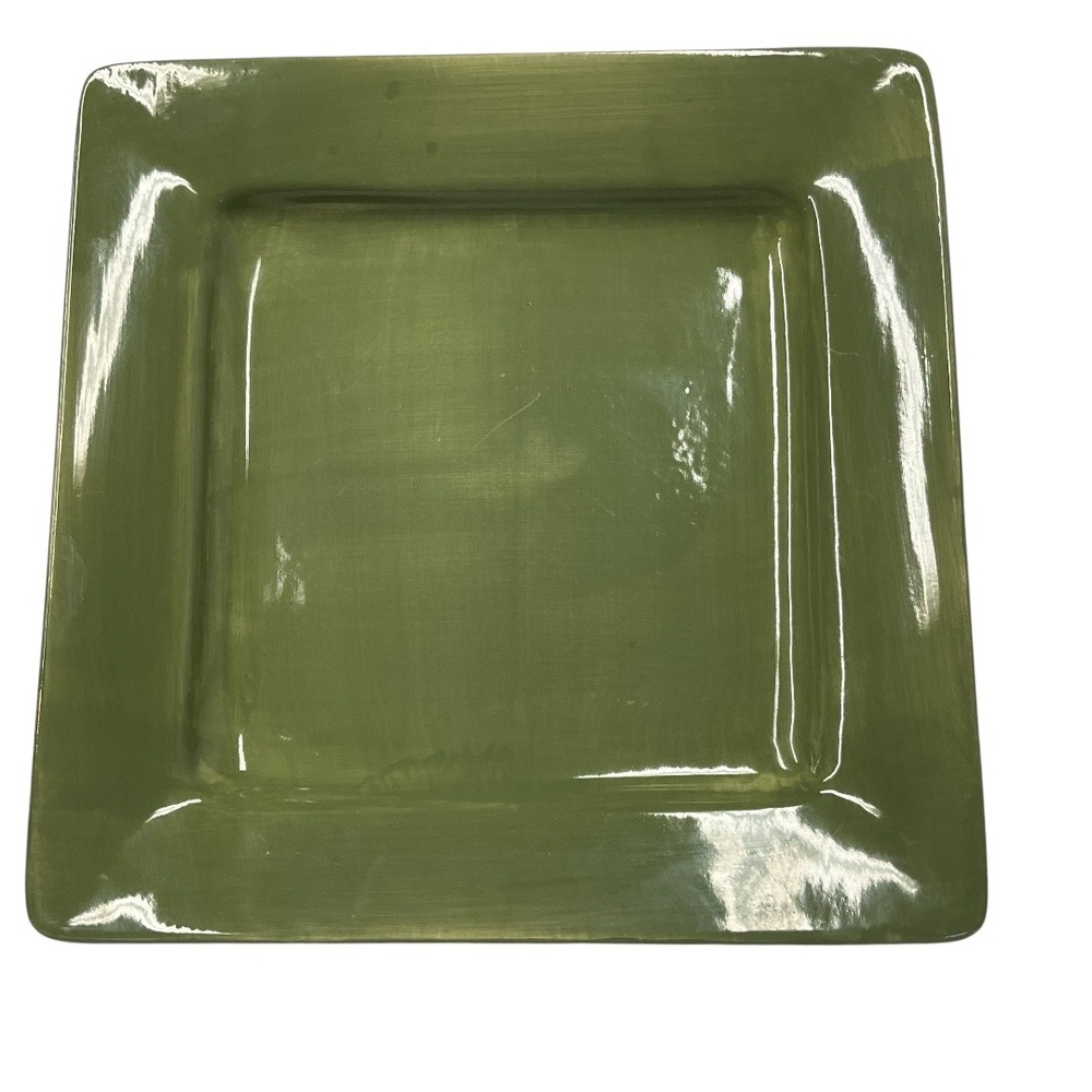 Pier 1 Imports Square Dinner Plate Green Earthware Essential Colours Home Decor